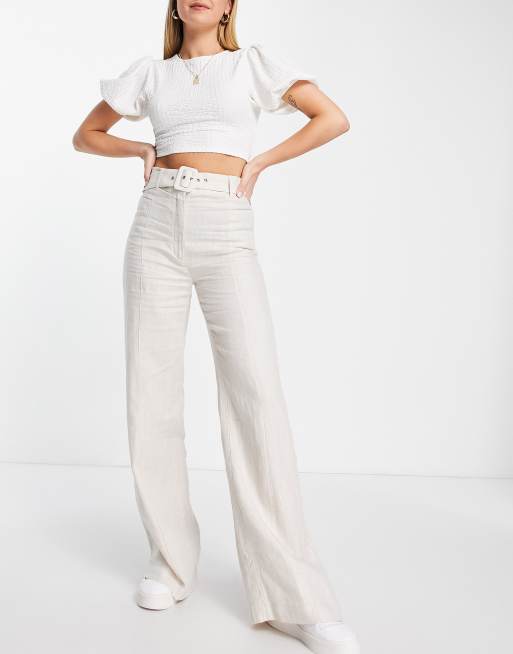  Other Stories belted wide leg pants in off white