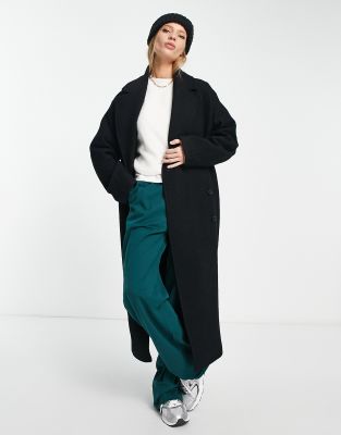 & Other Stories belted wool coat in black