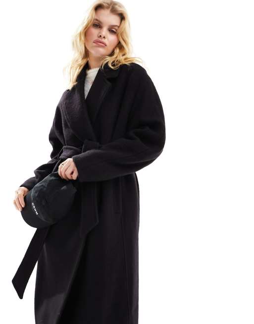 Other Stories belted wool coat in black ASOS