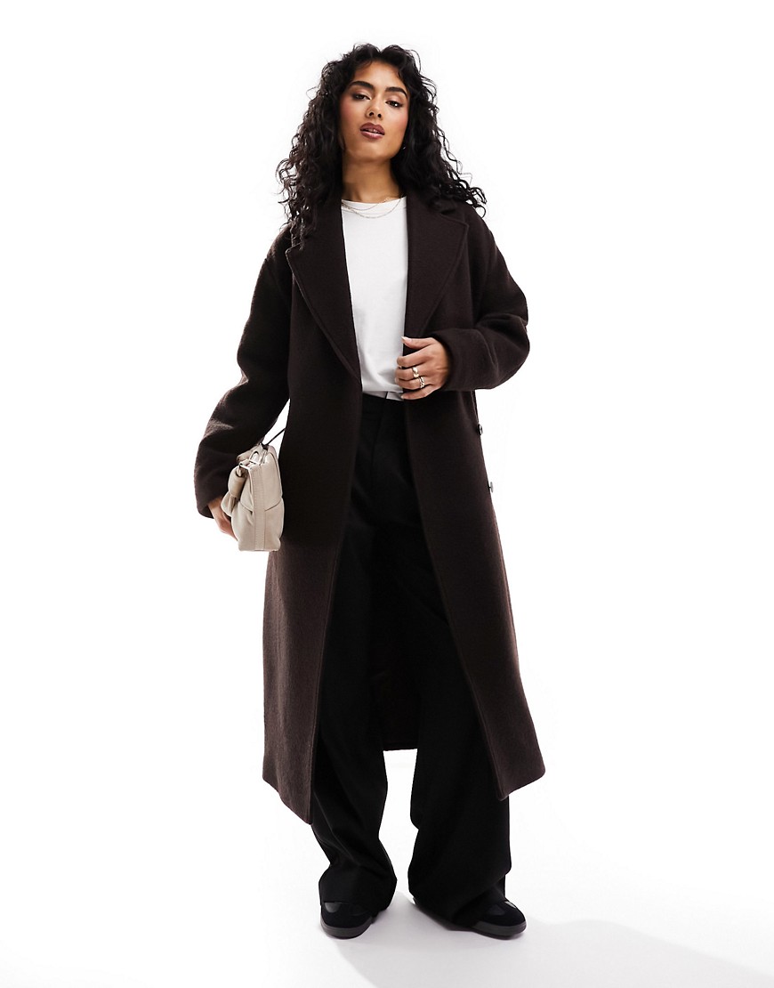 & Other Stories belted wool coat in brown