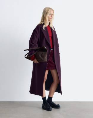 & Other Stories Belted Wool Coat In Purple