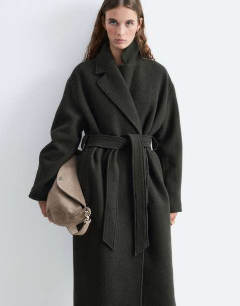 & Other Stories belted wool coat in dark green - view 1