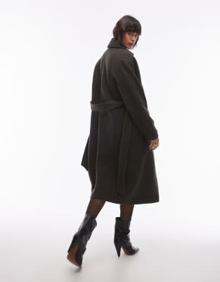 & Other Stories belted wool coat in dark khaki green