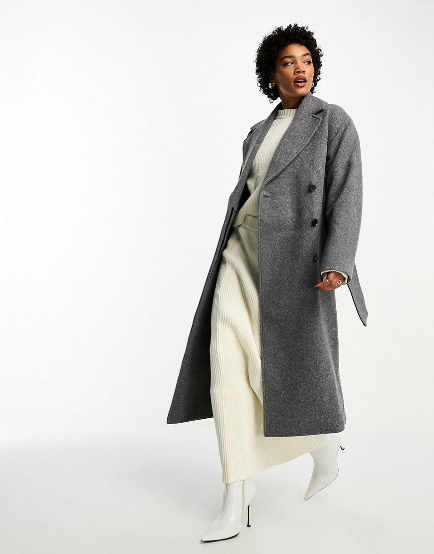 Other Stories &  Belted Wool Coat In Gray Melange