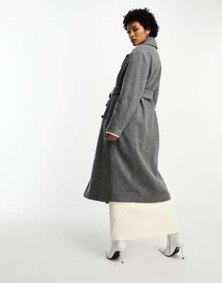 & Other Stories belted wool coat in gray melange