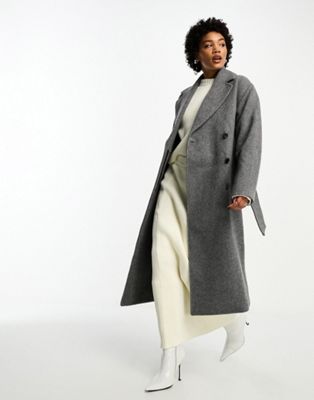 & Other Stories belted wool coat in grey melange