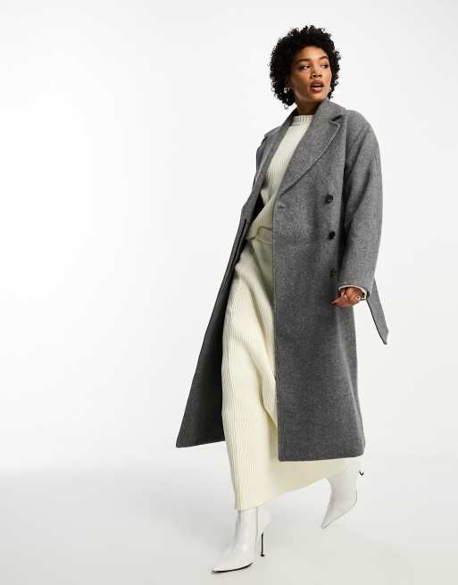 Grey wool 2025 coat belt