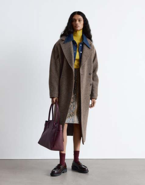 & Other Stories belted wool coat in mole brown - view 1