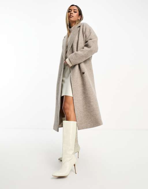 White wool coat outlet long