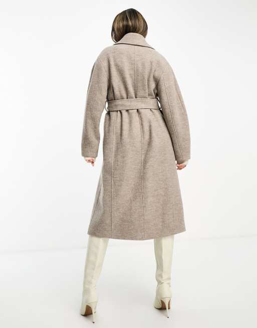 Oatmeal Relaxed Cropped Wool Coat, WHISTLES