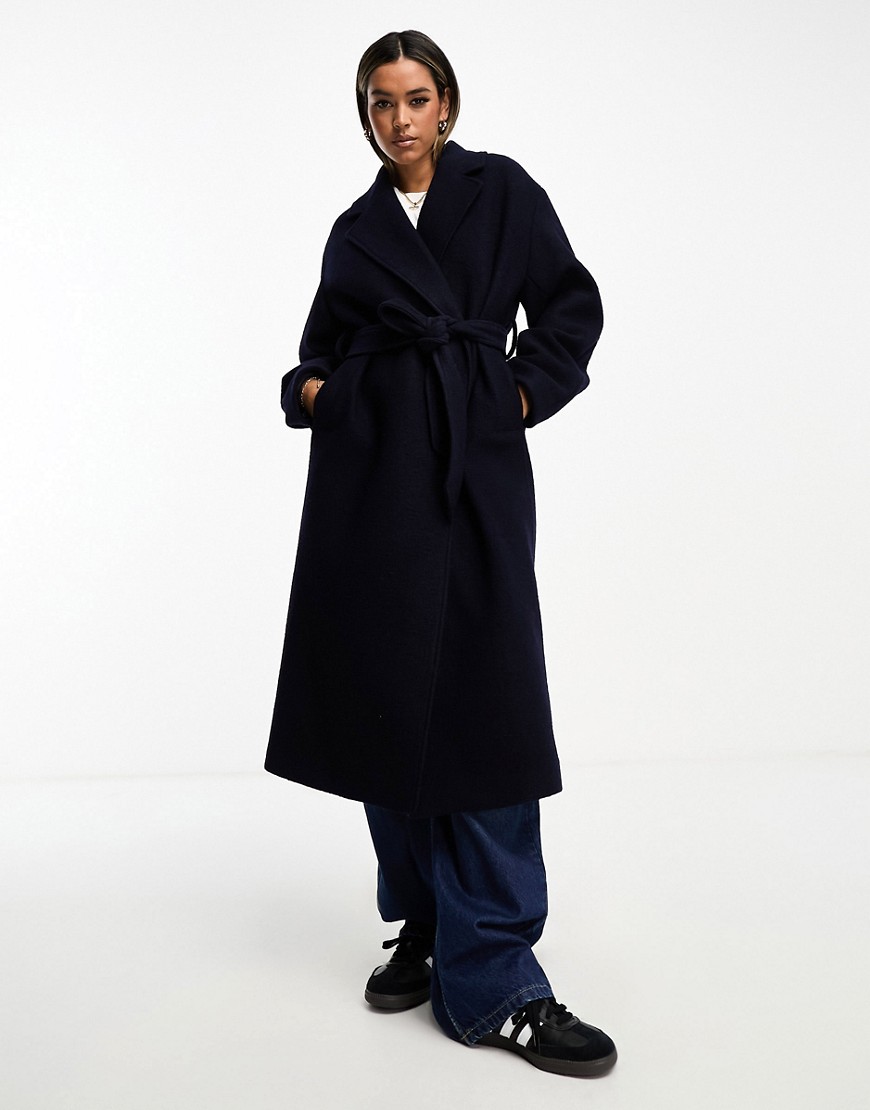 & Other Stories belted wool coat in navy