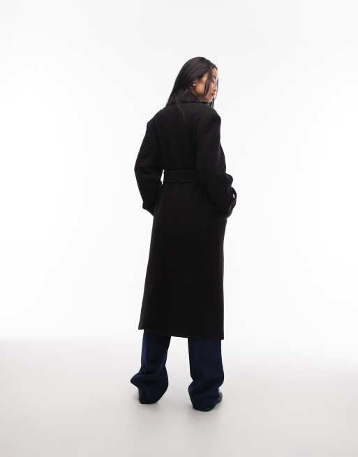 Other Stories belted wool-look maxi coat in black ASOS
