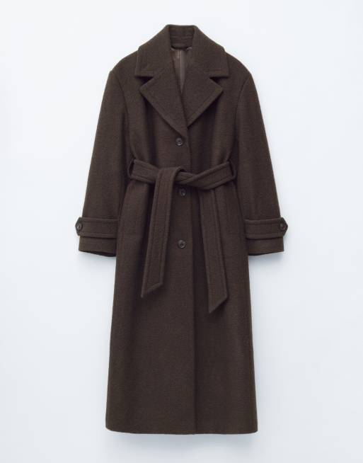 & Other Stories belted wool maxi coat in brown