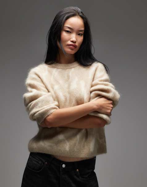 & Other Stories mohair super soft hairy knit sweater in beige
