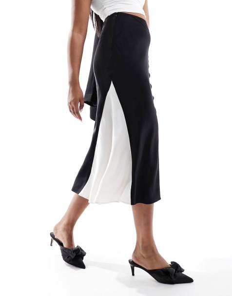 & Other Stories bias cut midi skirt in mono color block - view 1