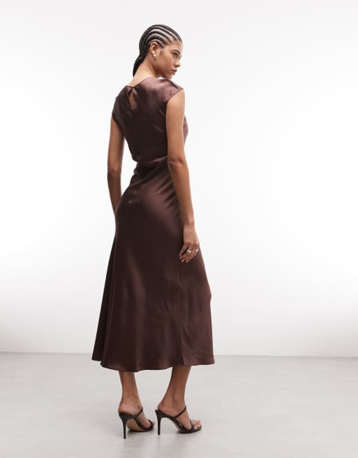 dark brown satin maxi dress Chocolate Brown Satin Joey Maxi Dress