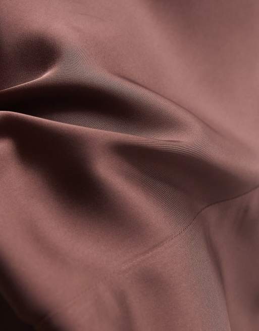 & Other Stories bias cut satin maxi dress with cap sleeve in dark brown , 4 of 4