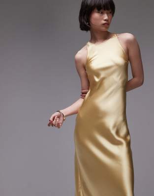Shop & Other Stories Bias Cut Satin Midi Dress In Neutral