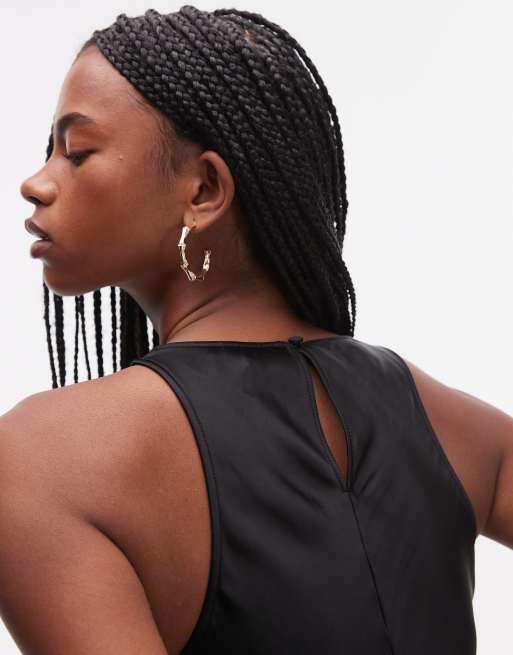 & Other Stories bias cut satin midi dress in black