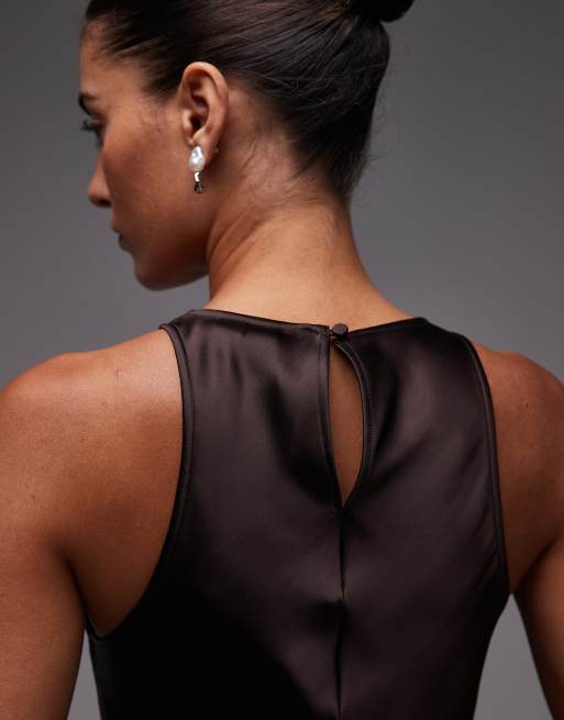 & Other Stories bias cut satin midi dress in brown, 3 of 4
