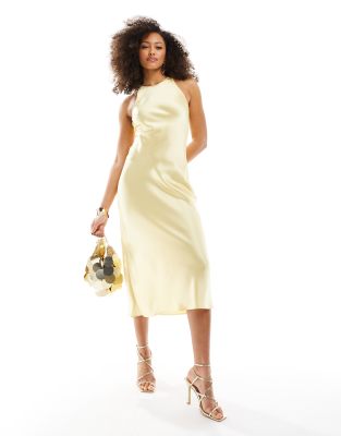 Other Stories Bias Cut Satin Midi Dress In Yellow