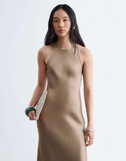 & Other Stories bias cut satin midi dress in champagne, 2 of 3