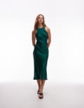 [Other Stories] & Other Stories bias cut satin midi dress in dark green 38 GREEN