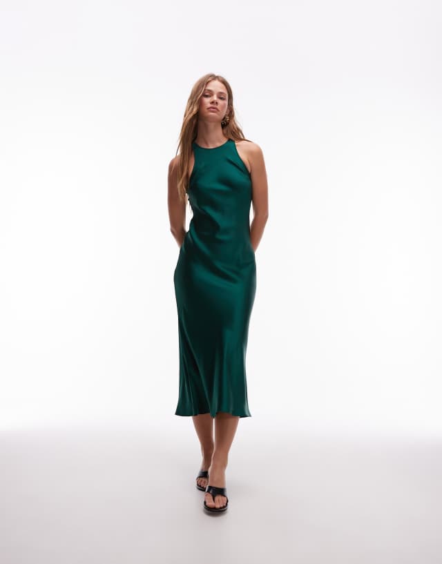 dark green cut out dress & Other Stories bias satin midi in dark green dress Red And Black Suits Color:Aqua It features thin adjustable Resort 2025