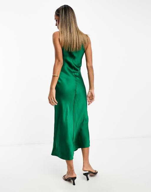 & Other Stories bias cut satin midi dress in green, 3 of 4