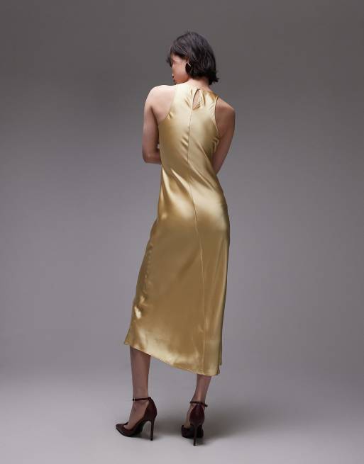 & Other Stories bias cut satin midi dress in light yellow, 3 of 4