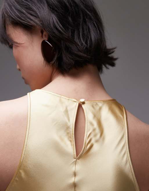 & Other Stories bias cut satin midi dress in light yellow, 4 of 4