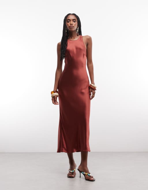 & Other Stories bias cut satin midi dress in wine, 2 of 7