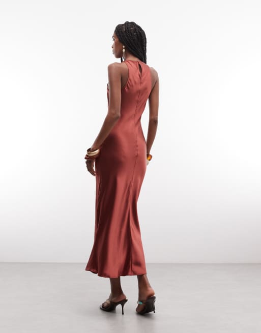 & Other Stories bias cut satin midi dress in wine, 4 of 7