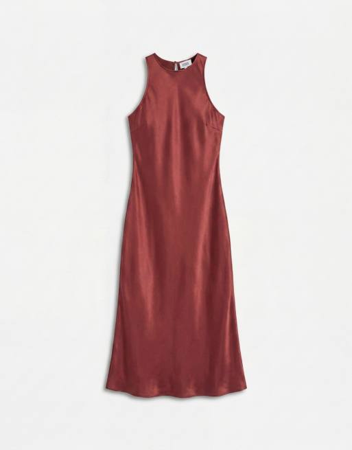 & Other Stories bias cut satin midi dress in wine, 5 of 7