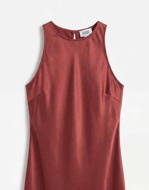 & Other Stories bias cut satin midi dress in wine, 7 of 7