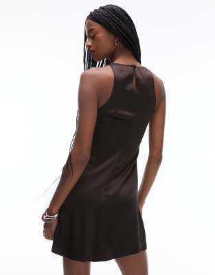 & Other Stories Bias Cut Satin Mini Dress In Brown