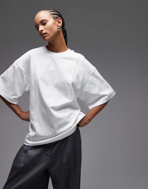 & Other Stories loose fit t-shirt with sculpt waist in white