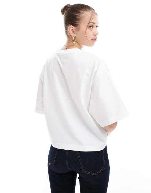 & Other Stories – Biały T-shirt oversize o pudełkowym kroju, 4 z 4