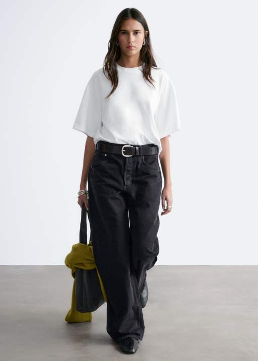 & Other Stories – Biały T-shirt oversize o pudełkowym kroju, 5 z 5