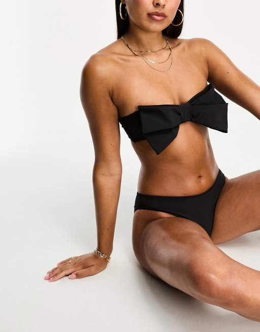 Other Stories big bow bikini top in black ASOS