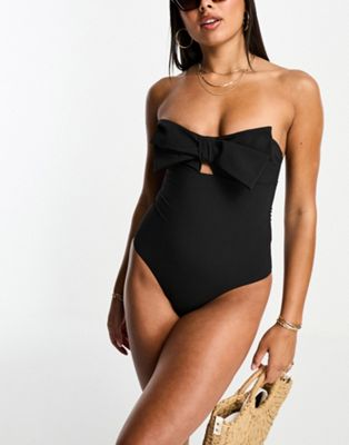& Other Stories big bow swimsuit in black