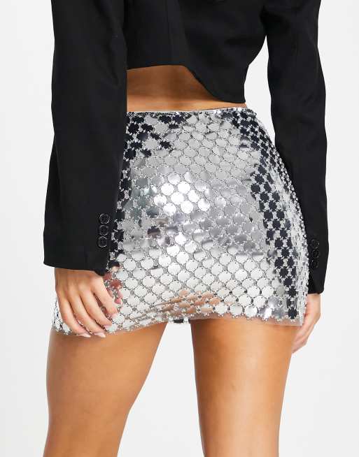 Louis Vuitton® Oversized Pocket Glitter Mini Skirt SiLVer. Size S0