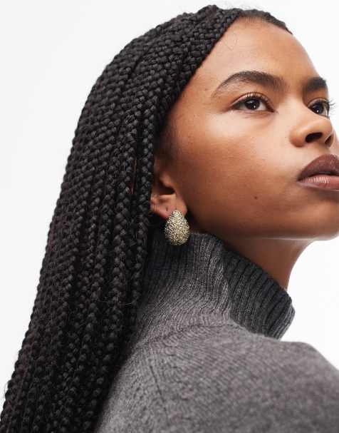 & Other Stories big teardrop textured hoop earrings in gold - view 1