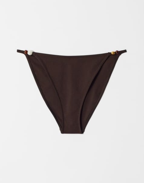 & Other Stories bikini bottom with shell straps in brown