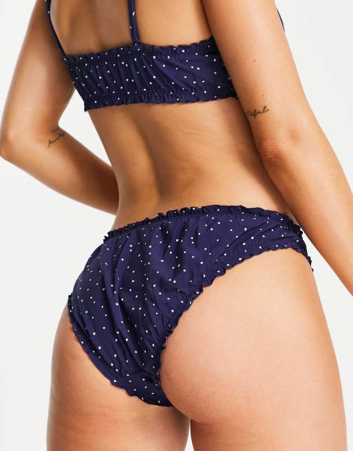 & Other Stories - Bikinibroekje in marineblauw met hartenprint, 3 van 4