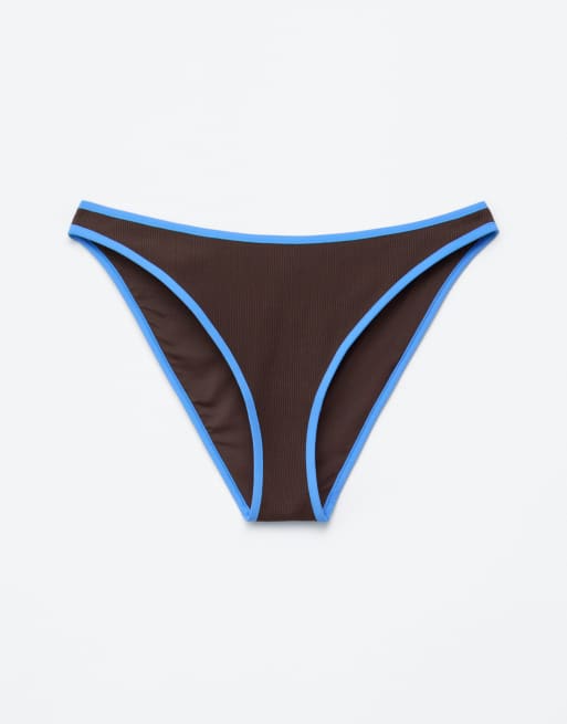 & Other Stories – Bikinihose in Braun mit blauer Einfassung , 4 von 4