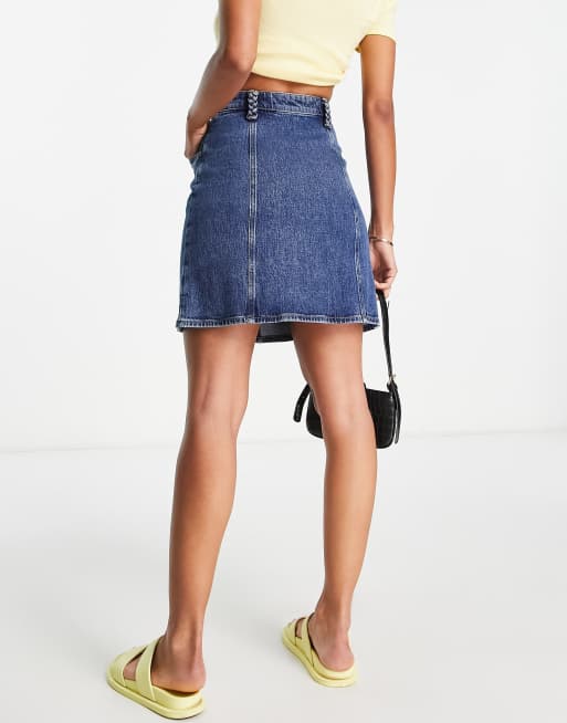 & Other Stories - Blå mininederdel i denim med plisseret detalje, 2 af 4