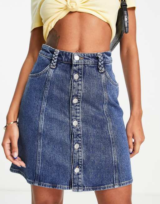 & Other Stories - Blå mininederdel i denim med plisseret detalje, 3 af 4