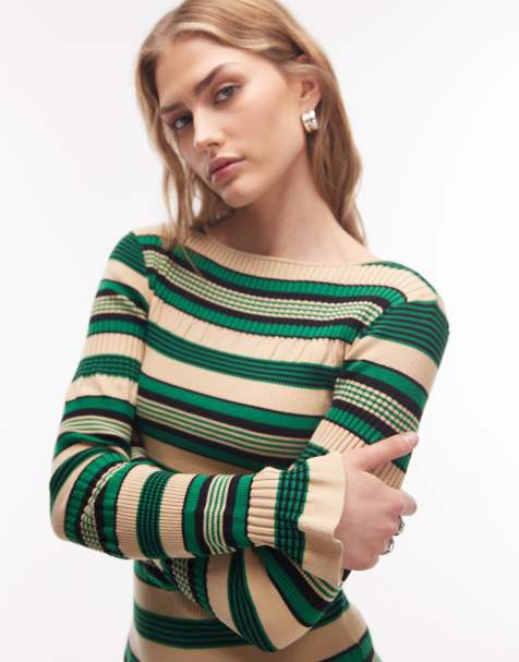 & Other Stories - Blå top med lange ærmer og flæsekant samt tekstur og striber - view 1