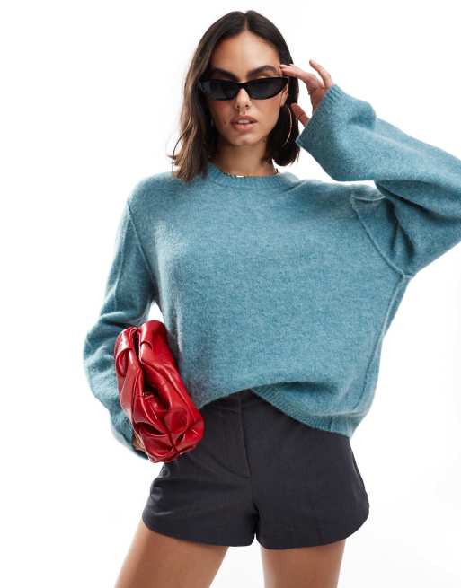 & Other Stories - Blågrøn sweater i vamset strik af alpaka- og uldblanding